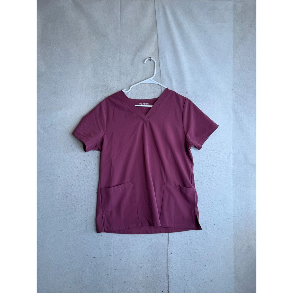 Mandala Equa-Tek V-Neck Scrub Top Berry Pink SS Pockets RN144932 Mens M